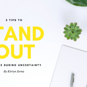 3 tips to stand out online in text next to a computer and green plant