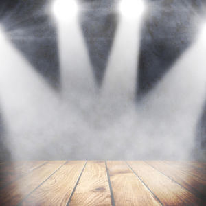 picture of spotlights on a wooden stage