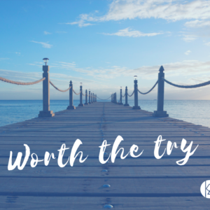 photo of a jetty over water saying Worth the try