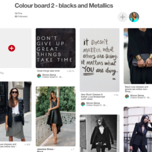 pinterest board of black and metallic