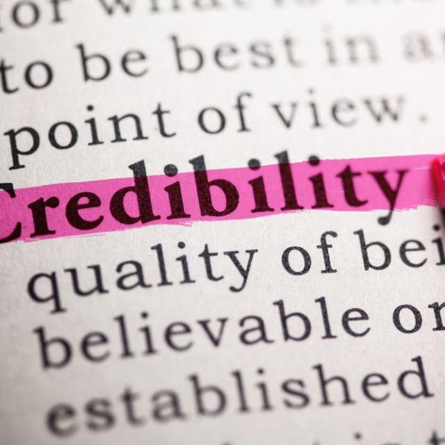 Credibility highlighted in pink from the dictionary