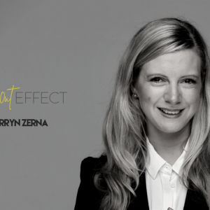 Black and white photo of Kirryn with the words The Stand Out Effect