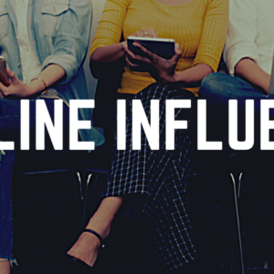 people sitting with the words online influence