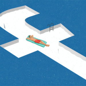 gif of facebook pool with shark swimming in it