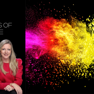 Newsletter banner with photo of kirryn and "elements of influence"
