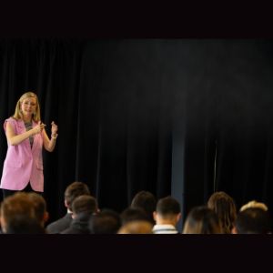 Kirryn speaking in front of audiece